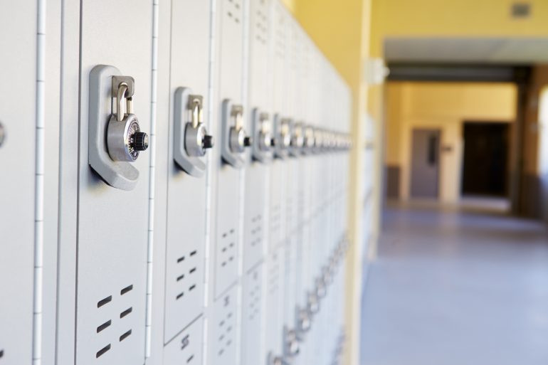 Close Up Of Student Lockers In High School
