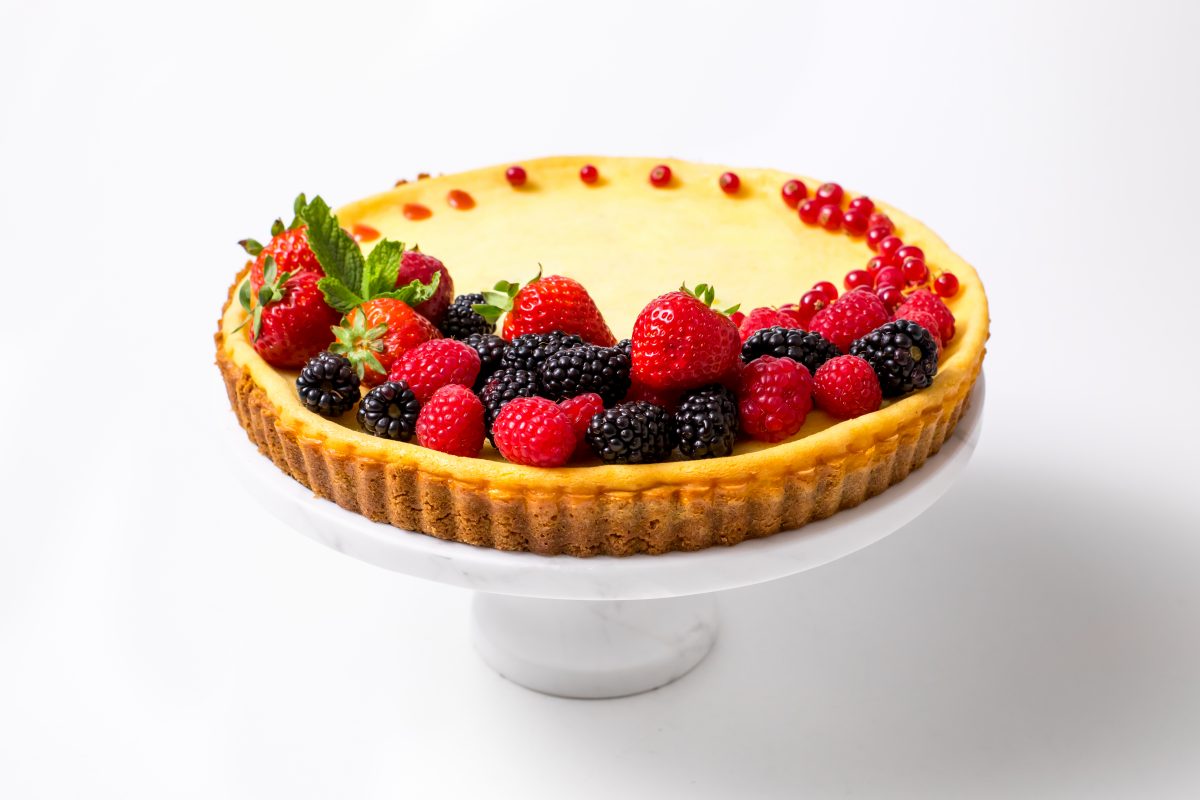 5D4B0461 - Holiday Cheese Tart with Strawberry Glaze - Decorate and serve chilled
