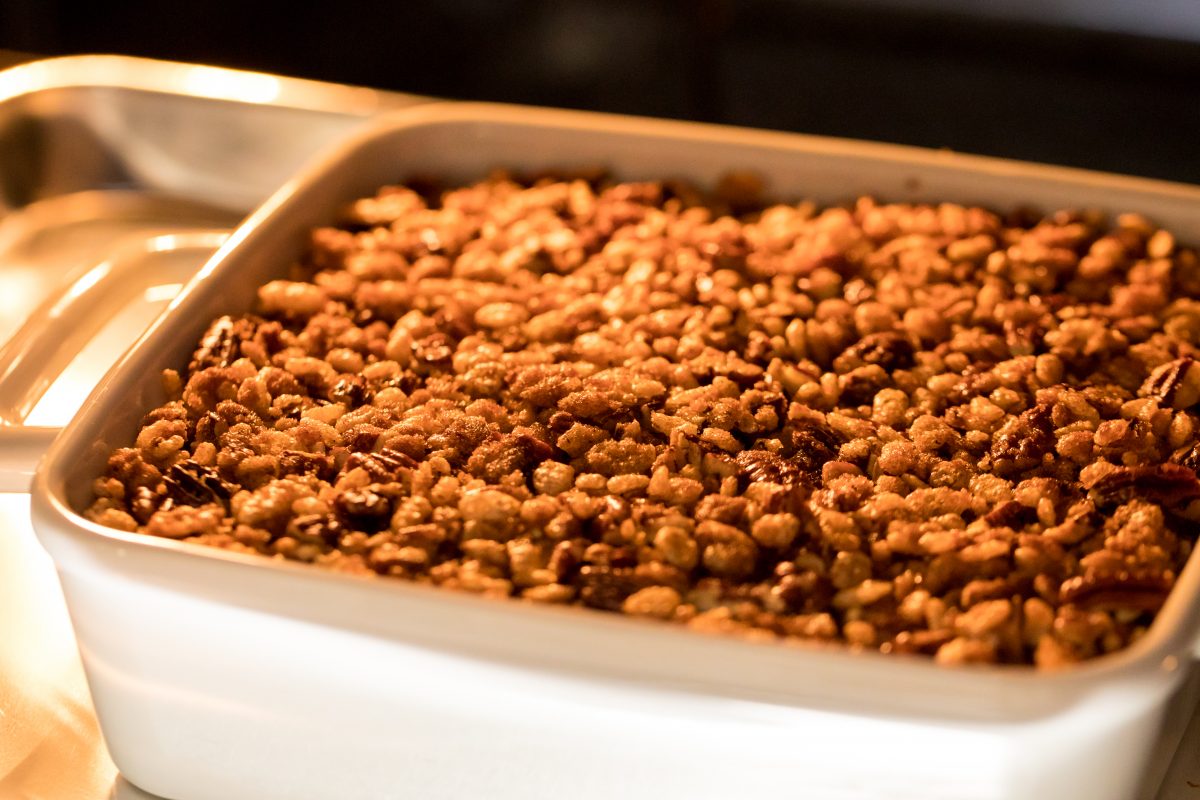 5D4B5877 - Sweet Potato Casserole with Pecan Topping - Bake the sweet potato casserole