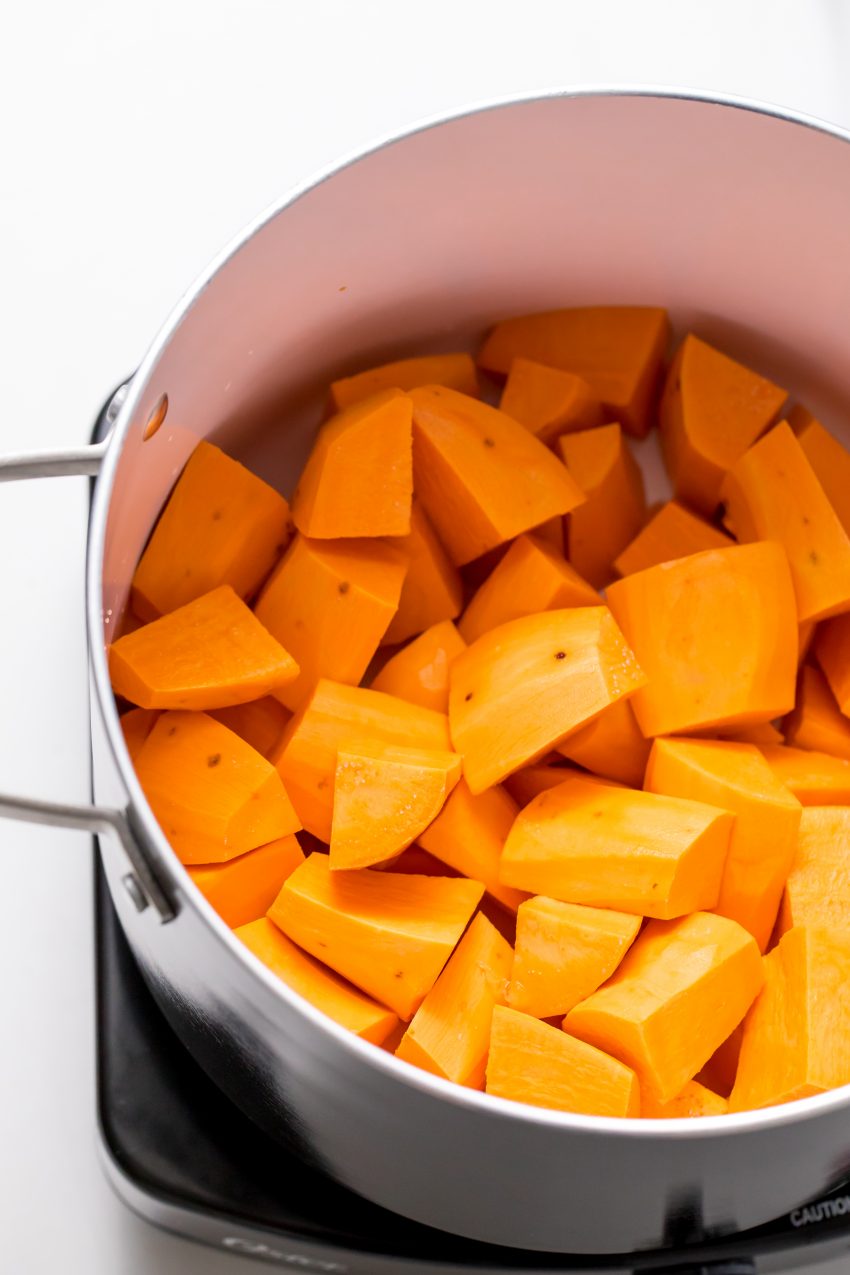 5D4B6073 - Maple Brown Butter Mashed Sweet Potatoes - Cook the sweet potatoes