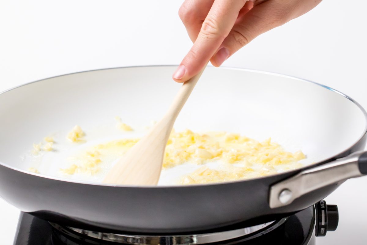 Cook the garlic in butter