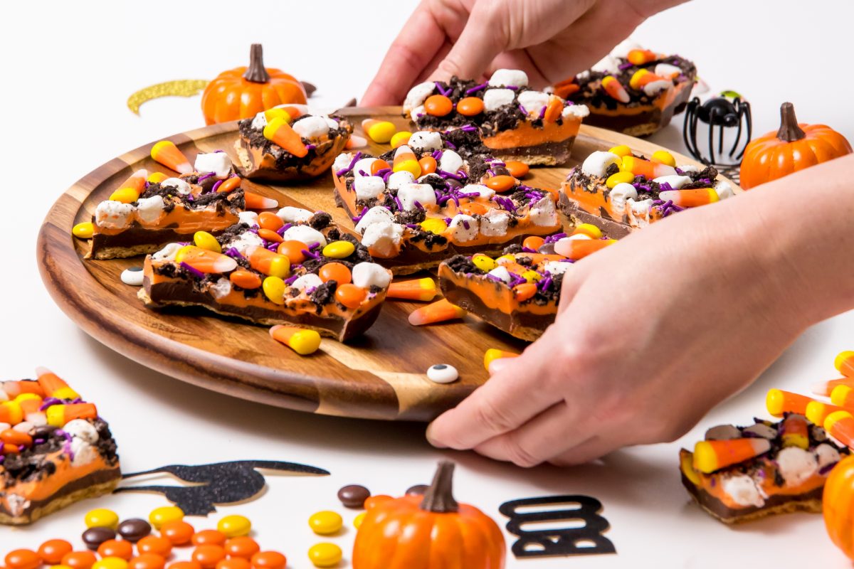 Serve up a platter of Halloween cookie bark at your next party