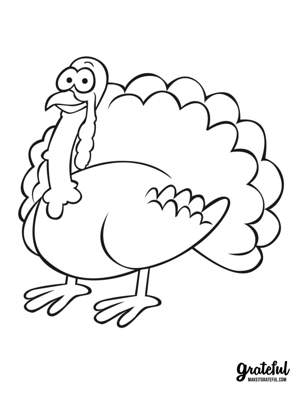 Happy turkey - Thanksgiving coloring pages