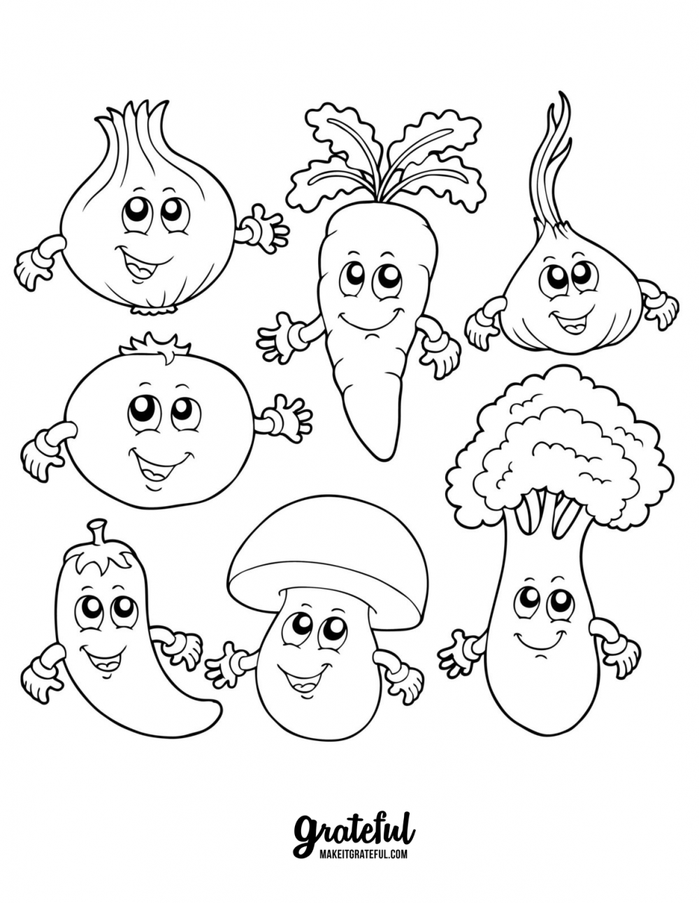 Holiday food friends - Thanksgiving coloring pages