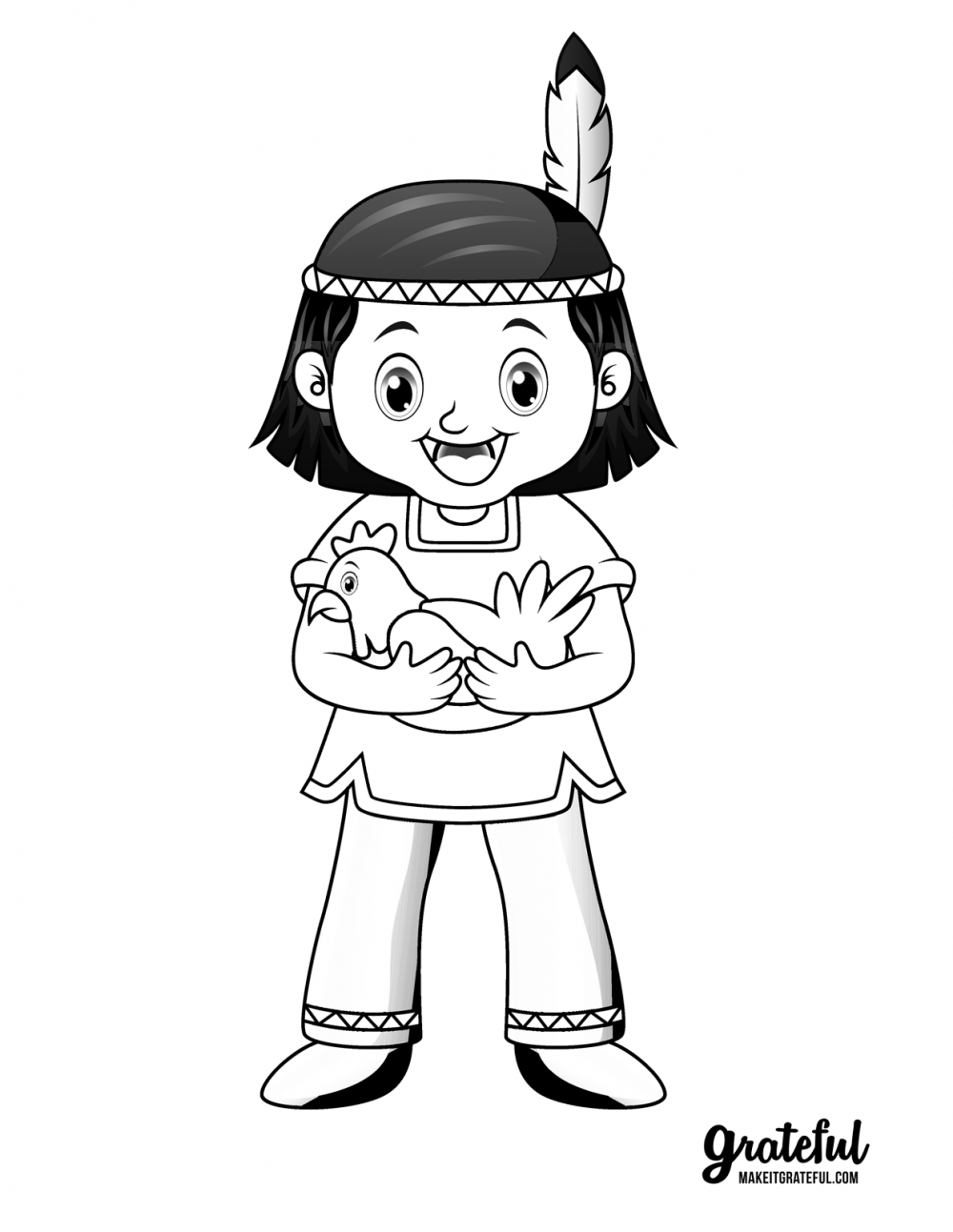 Native American boy - Thanksgiving coloring pages