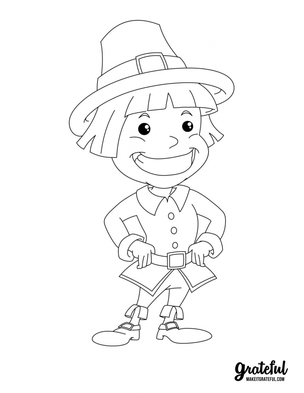 Pilgrim boy - Thanksgiving coloring pages