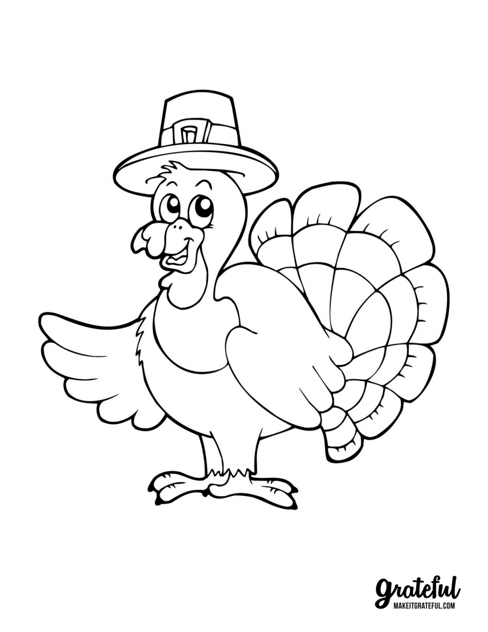 Pilgrim turkey - Thanksgiving coloring pages