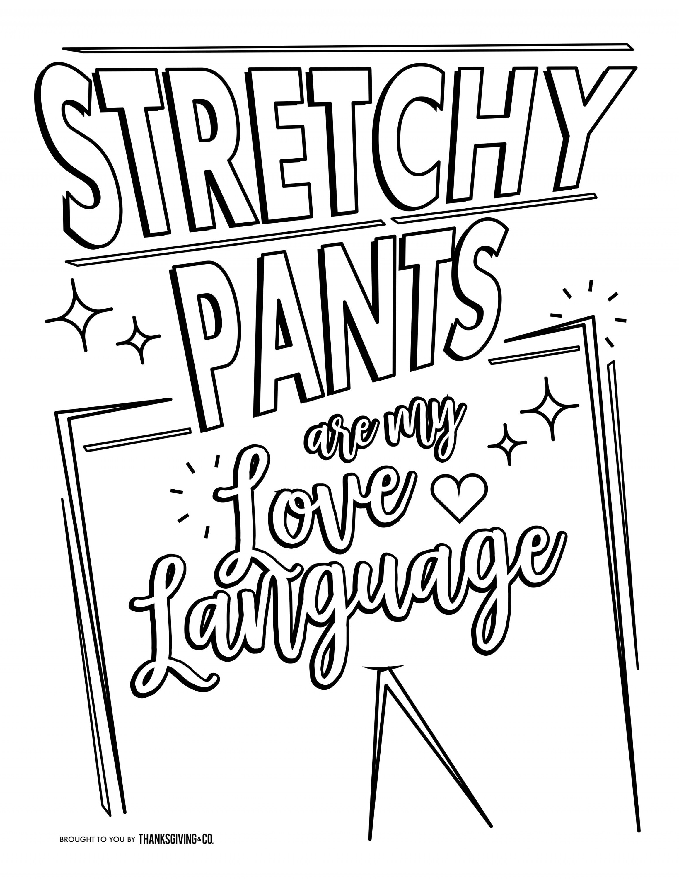 Friendsgiving adult coloring pages stretchy pants