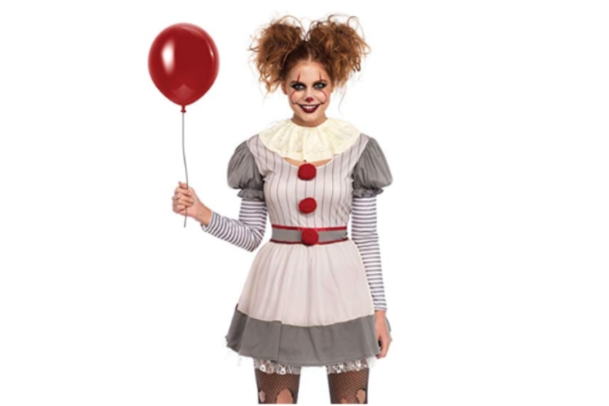 Scary women's Halloween costume ideas 2018 creepy clown from Amazon