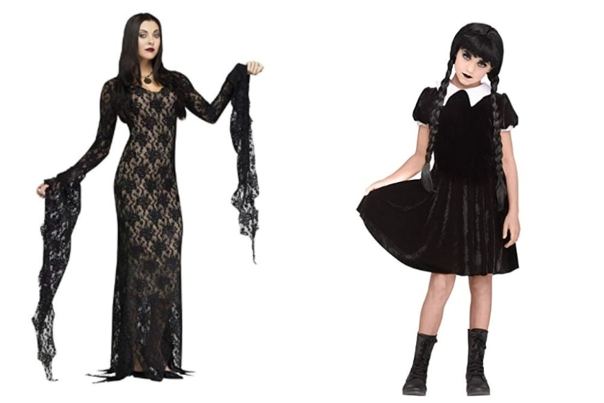 Mother daughter costume ideas Morticia and Wednesday Addams