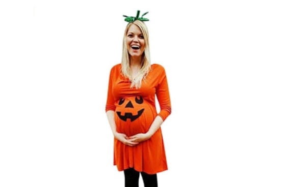 Pregnancy costume ideas jack-o-lantern dress
