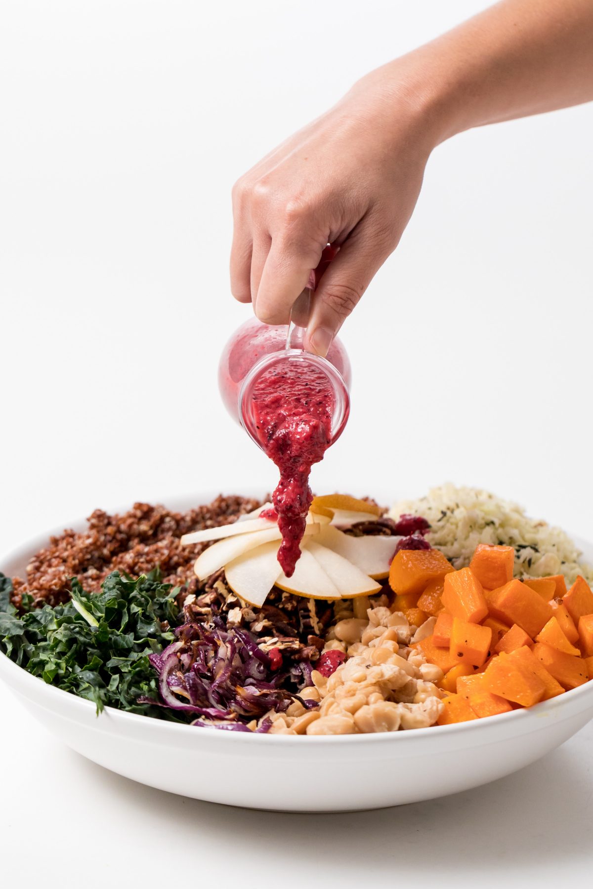 5D4B4194 - Winter Cauliflower Rice Bowls - Drizzle with cranberry sauce and serve