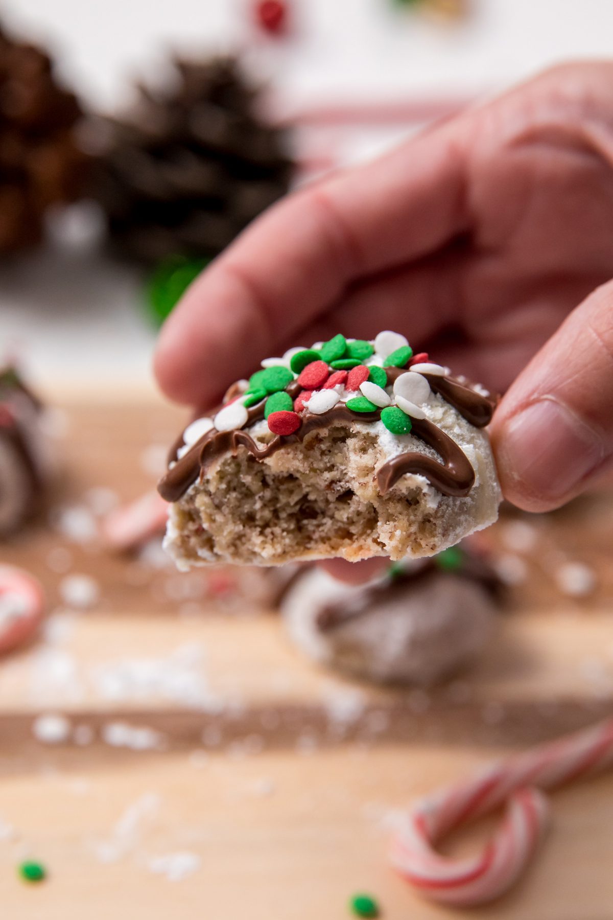 5D4B5588 - Chocolate Covered Snowball Peppermint Cookies