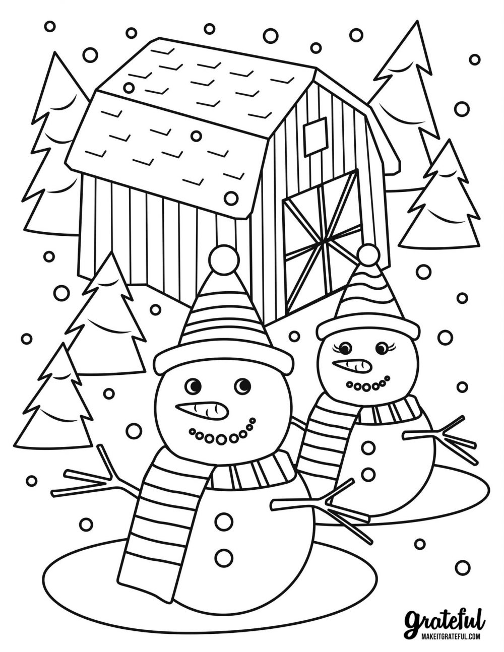 Christmas coloring pages Mr and Mrs Snowman