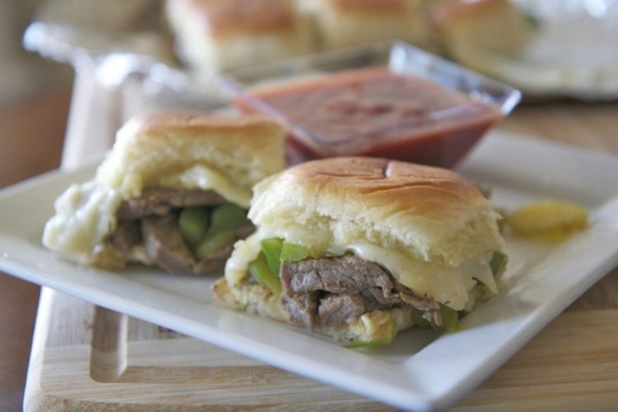 Truly unique football party ideas cheesesteak sliders