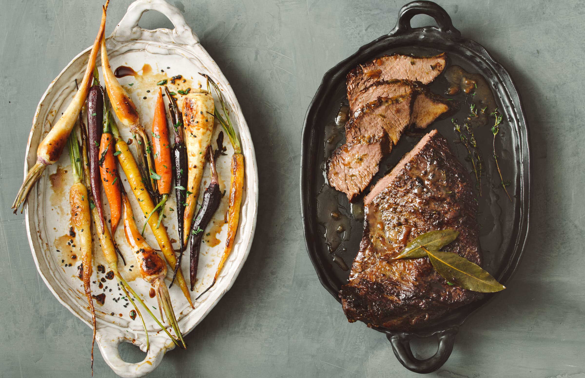 Braised Tri-Tip with Honey-Roasted Carrots & Parsnips (c) Rebecca Sanabr...