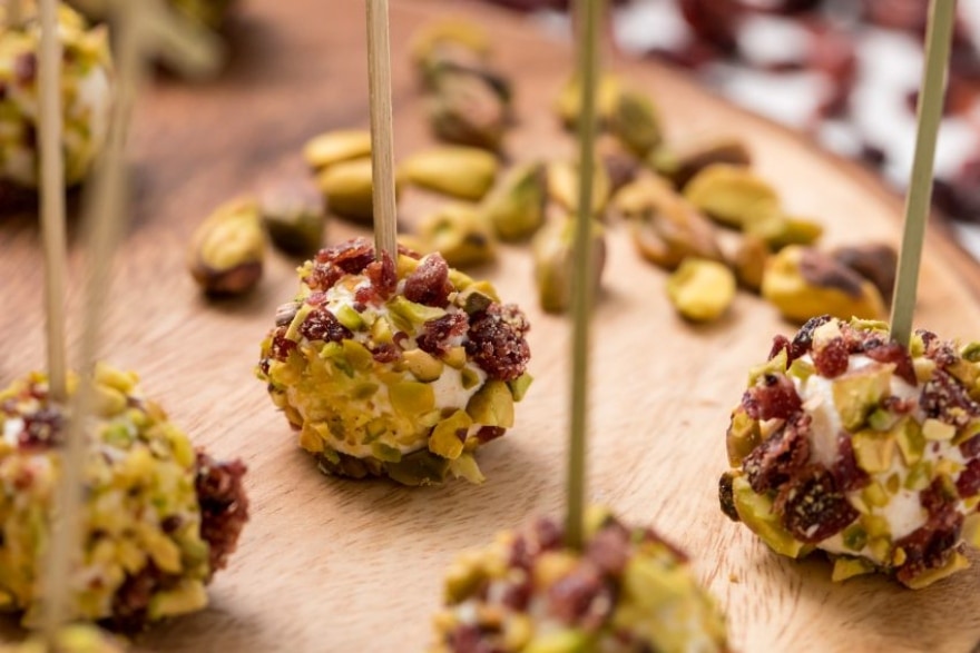 Dinner and a movie 'Christmas with the Kranks' cranberry and pistachio goat cheese bites 