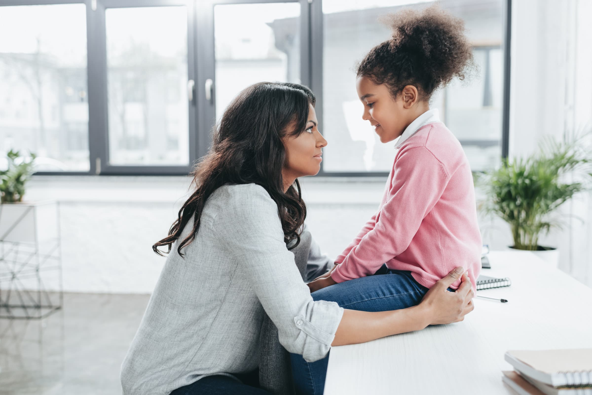 Self-care advice mother talking to daughter