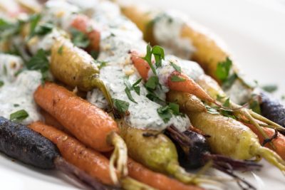 Dinner and a movie 'Bridget Jones's Diary' menu roasted carrots with Indian dressing