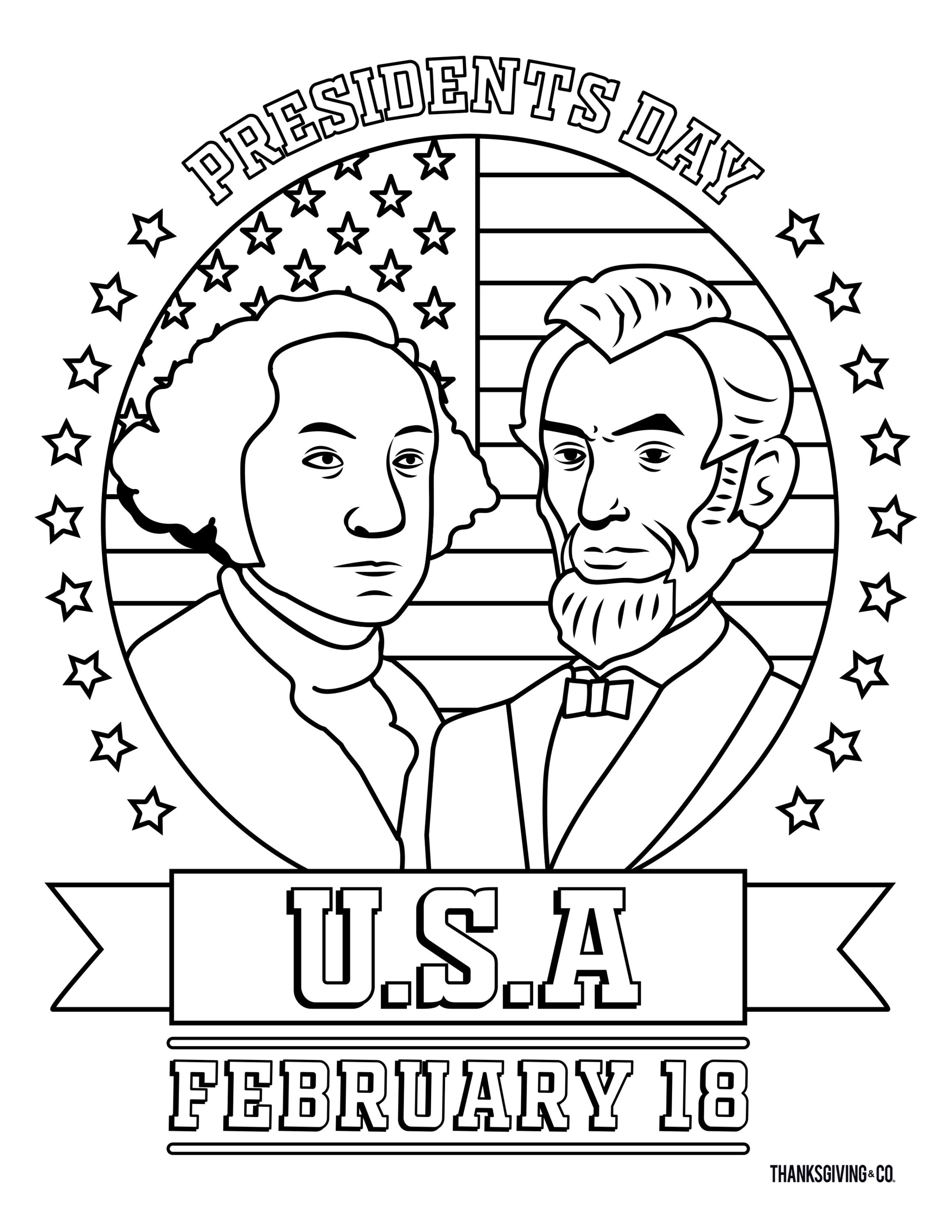 8 Free Printable Presidents Day Coloring Pages