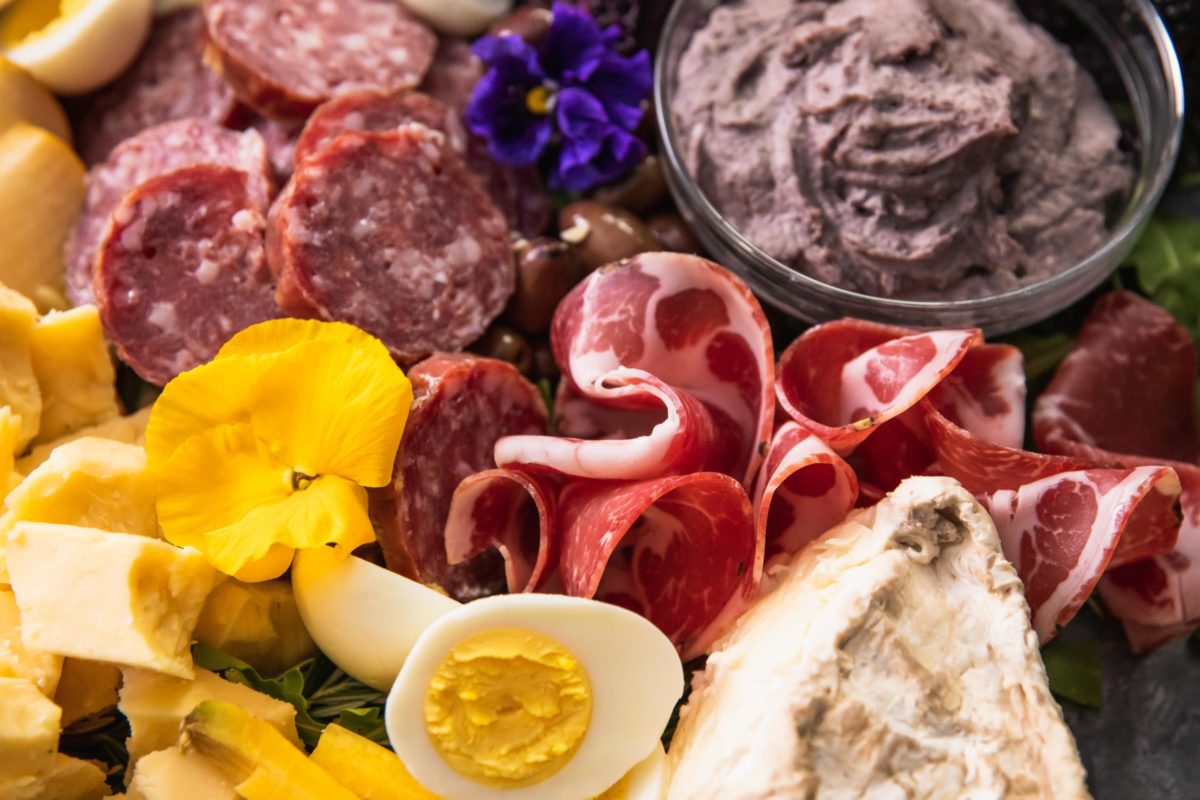 Meat and dips – Easter Charcuterie Board