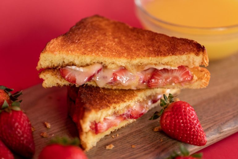 strawberry and champagne grilled cheese