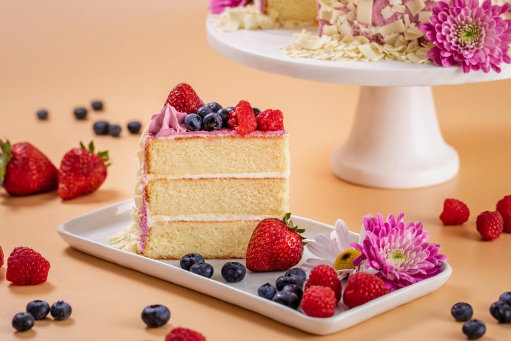 slice of cake with fruit