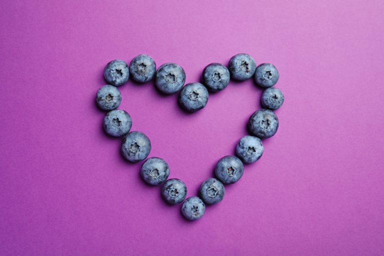 superfood blueberries in a heart