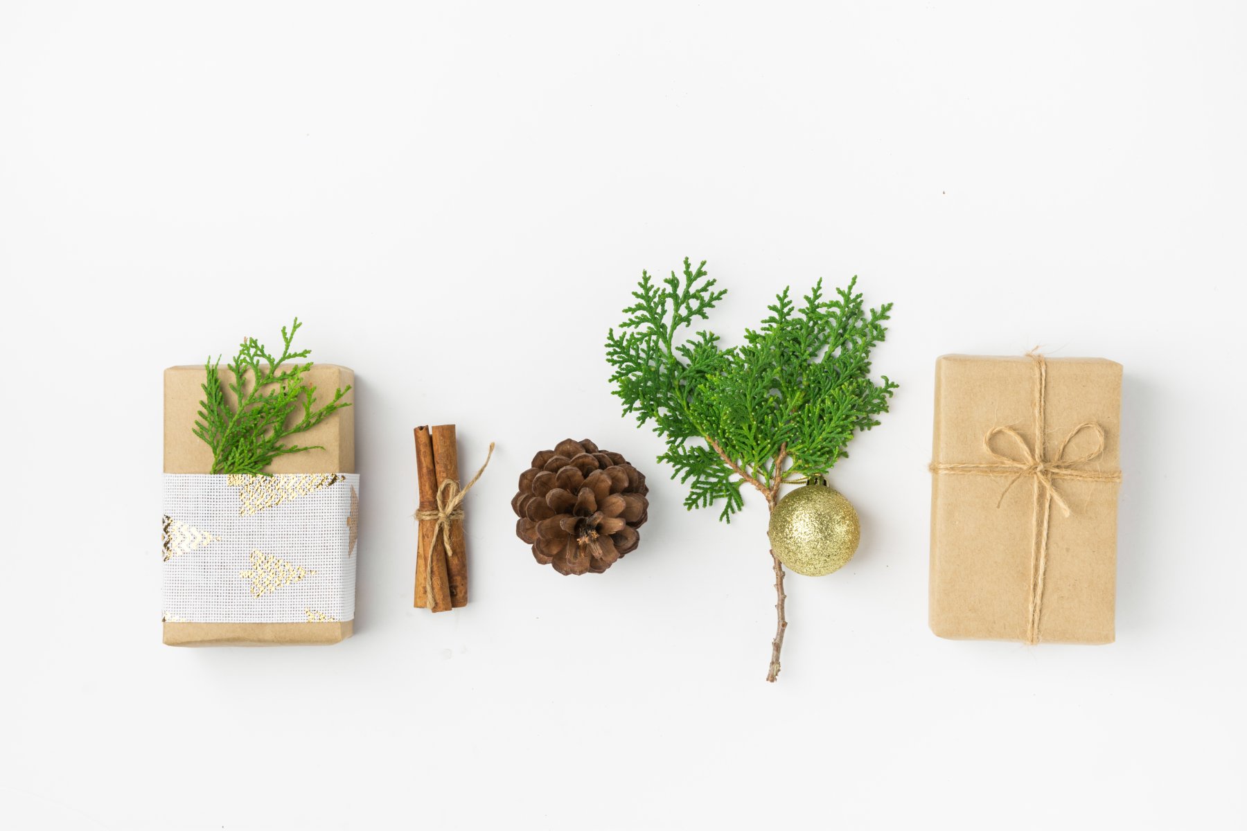holiday decor sprig wrapping presents